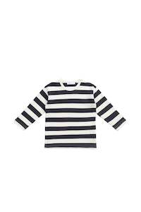 Tops: Pima Cotton Arnold Long Sleeve Top - Wide Stripe Solar System/Cloud