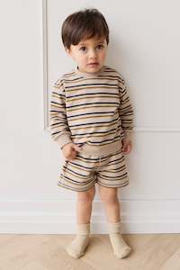 Skirts Shorts: Organic Cotton Jalen Short - Raynor Stripe Pale Khaki