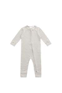 Organic Cotton Modal Frankie Onepiece - Narrow Stripe Gazelle/Oat