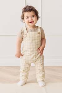 Organic Cotton Kingston Overall - Gingham Pale Khaki