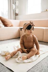 Organic Cotton Modal Long Sleeve Bodysuit - Desert