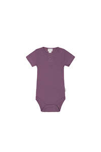 Organic Cotton Modal Darcy Rib Tee Bodysuit - Elderberry