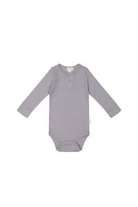 Organic Cotton Modal Long Sleeve Bodysuit - Moon