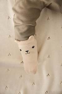 Internet only: George Bear Ankle Sock - Egret