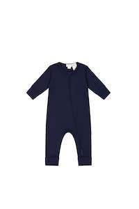 Pima Cotton Frankie Zip Onepiece - Blueberry