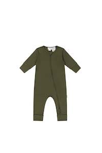 Pima Cotton Frankie Zip Onepiece - Deep Olive