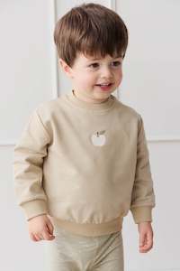 Internet only: Organic Cotton Jalen Oversized Jumper - Biscuit Fresh Apple