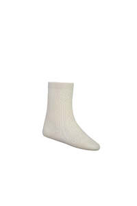 Internet only: Cable Weave Knee High Sock - Milk