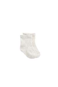 Emily Pointelle Ankle Sock - Light Oatmeal Marle