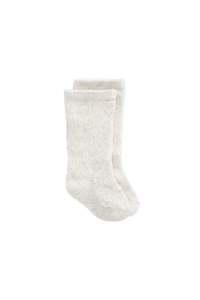 Bow Pointelle Knee High Sock - Light Oatmeal Marle