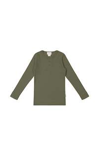 Organic Cotton Modal Long Sleeve Top - Sicilian Olive