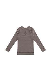 Organic Cotton Modal Long Sleeve Top - Little Stripe Earth/Cloud