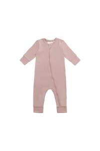 Organic Cotton Gracelyn Zip Onepiece - Powder Pink