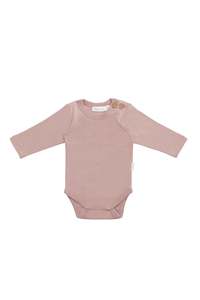 Organic Cotton Marlo Long Sleeve Bodysuit - Powder Pink