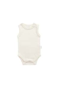 Organic Cotton Marlo Sleeveless Bodysuit - Buttermilk