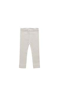 Organic Cotton Modal Everyday Legging - Narrow Stripe Gazelle/Oat