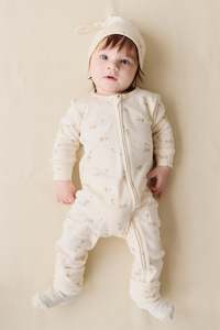 Organic Cotton Reese Zip Onepiece - Kitten and His Kites