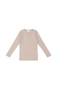 Organic Cotton Modal Long Sleeve Henley - Dusky Rose E2