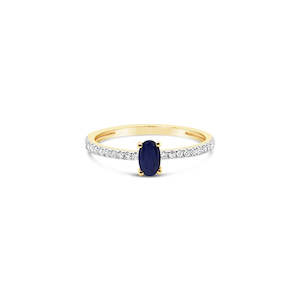 Ring - 9k Yellow Gold Sapphire & Diamond Dress Ring