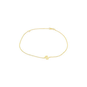 9k Yellow Gold Mini Initial 'S' Bracelet