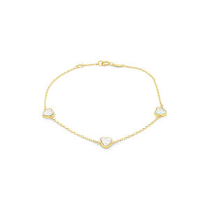 9k Yellow Gold MOP Heart Bracelet