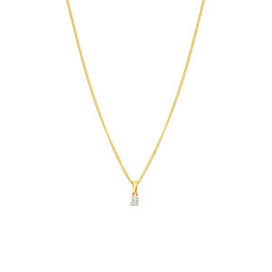 9k Yellow Gold 4 Claw 0.08ct Diamond Pendant