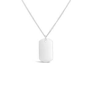 Pendants & Necklaces: Sterling Silver 15x25mm Dog Tag with 50cm Silver Chain