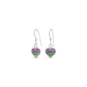 Sterling Silver Rainbow Heart Hook Earrings