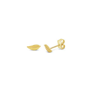 9k Yellow Gold Fern Leaf Stud Earrings