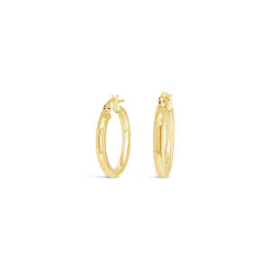 9k Yellow Gold 15x2.5mm Plain Hollow Hoop Earrings