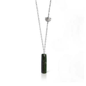 Sterling Silver Pounamu Piwakawaka Drop Pendant