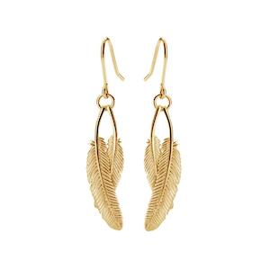 Gold Plated Duo Miromiro Feather Earrings