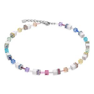 Geo Cube Multicolour White Necklace