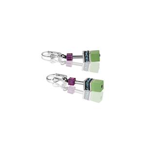 Geo Cube Vivacious Green and Pink Earrings