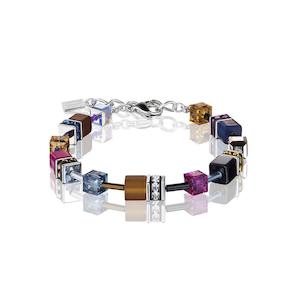 Geo Cube Navy Blue Amber Magenta Bracelet