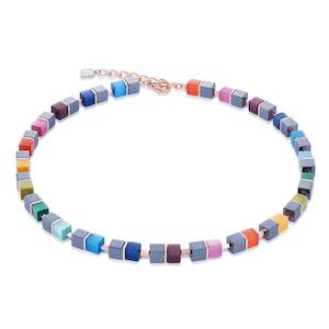 Geo Cube Haematite Multi Colour Necklace