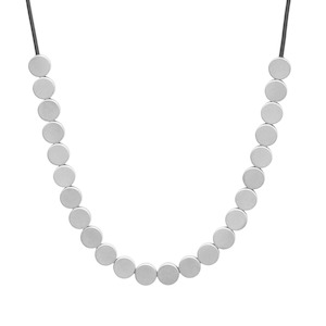 Vanity Leather Necklace - Silver