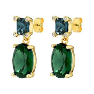 Antonia Gold Earrings - Green