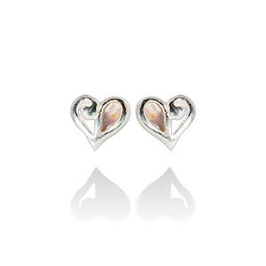 Mini Pāua Heart Stud Earrings (Treasured)