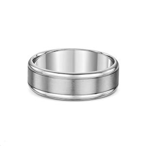 Mens Brushed and Shiny Titanium Wedding 7mm Wide Band Ring