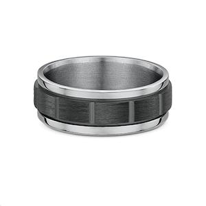 Mens Titanium & Patterned Black Carbon Fibre Wedding Band Ring