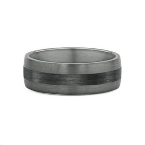 Mens Carbon Fibre & Tantalum Wedding Band Ring