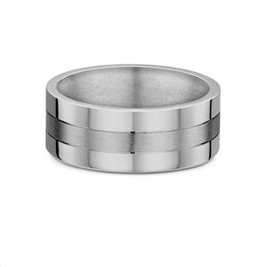 Mens Titanium Wide 3 Band Wedding Band Ring