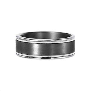 Mens 9k White Gold & Tantalum Wedding Band Ring