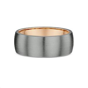 Mens 9k Rose Gold & Tantalum Wedding Band Ring