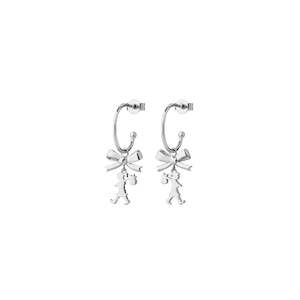 Mini Girl with a Bow Hoops Silver