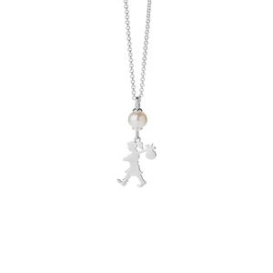 Sterling Silver Girl And The Pearl Necklace