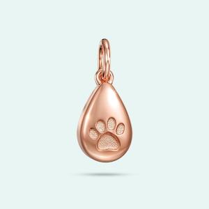 9k Rose Gold Love Drop Paw Print Charm