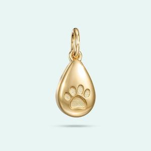 9k Yellow Gold Love Drop Paw Print Charm