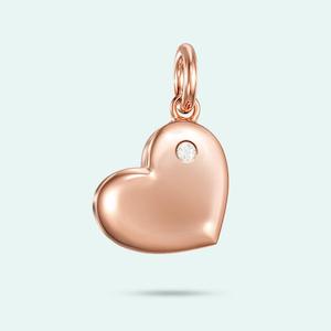 9k Rose Gold Heart Diamond Charm